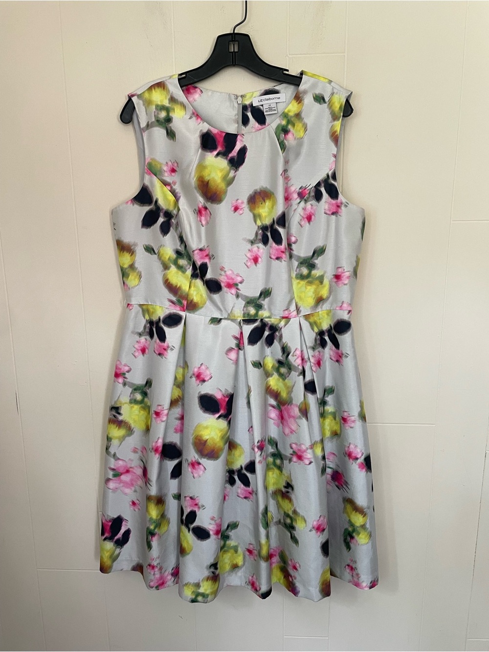 Liz Claiborne Sleeveless Dress Pear Fruit Print Size 14 Colorful Artsy Unique